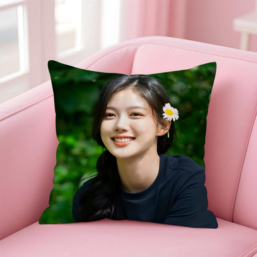 Hot Kpop Charming Korean Actor KKim Yoojung Cushion Cover Pillowcase Short Plush Invisible zipper Room Sofa Cushion Cover