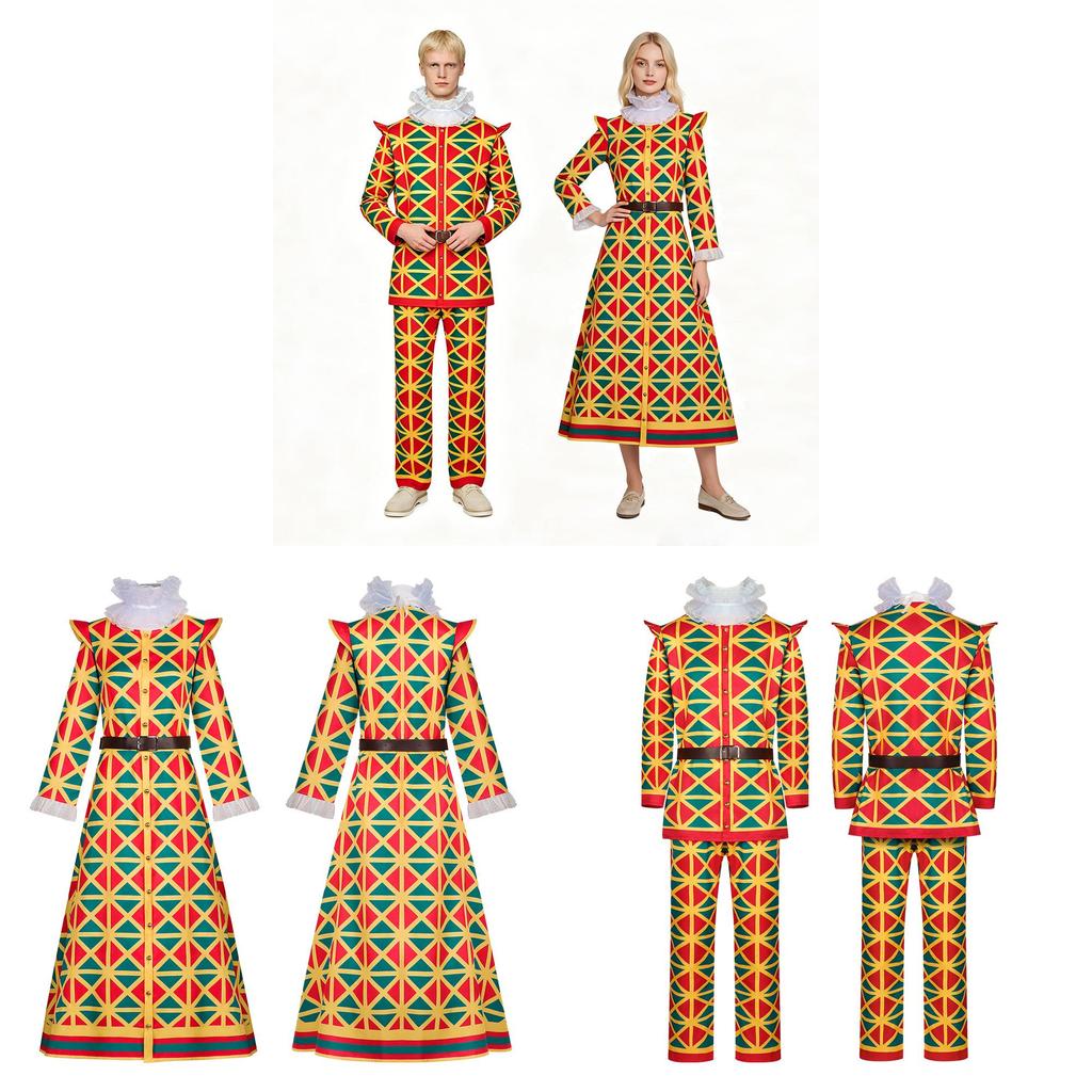 Medieval Clown Cosplay Costume For Circus Performances With Soft Wool Fabric For Adults