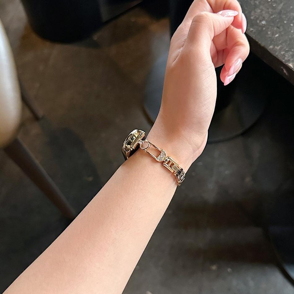 Fashion Diamond Paperclip Metal Bracelet For Xiaomi Mi Band 10 8 9 Pro Strap Miband 9Pro 8 Pro Smart Watch Replacement Wristband