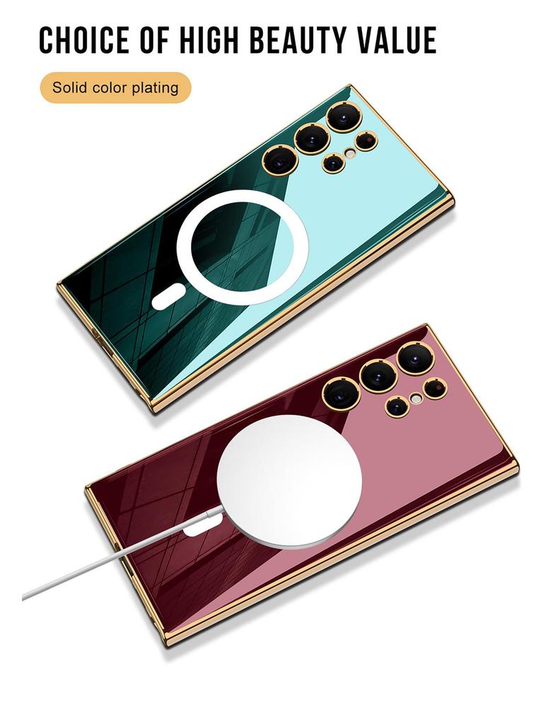 Samsung S24 Ultra Magnetic Phone Case with Wireless Charging, Anti-drop Protection, and Electroplated Thin Cover