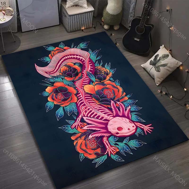 Salamander- und Blumendruck Teppich für Wohnzimmer Schlafzimmer Bettseite Sofa Bodenmatte Moderne Heimdekoration Gang Korridor Bereichsteppich