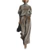 Fall Winter New High-End Fashion Women's Knit Long Sleeve Set Wide Leg Pants Two Piece Outfit