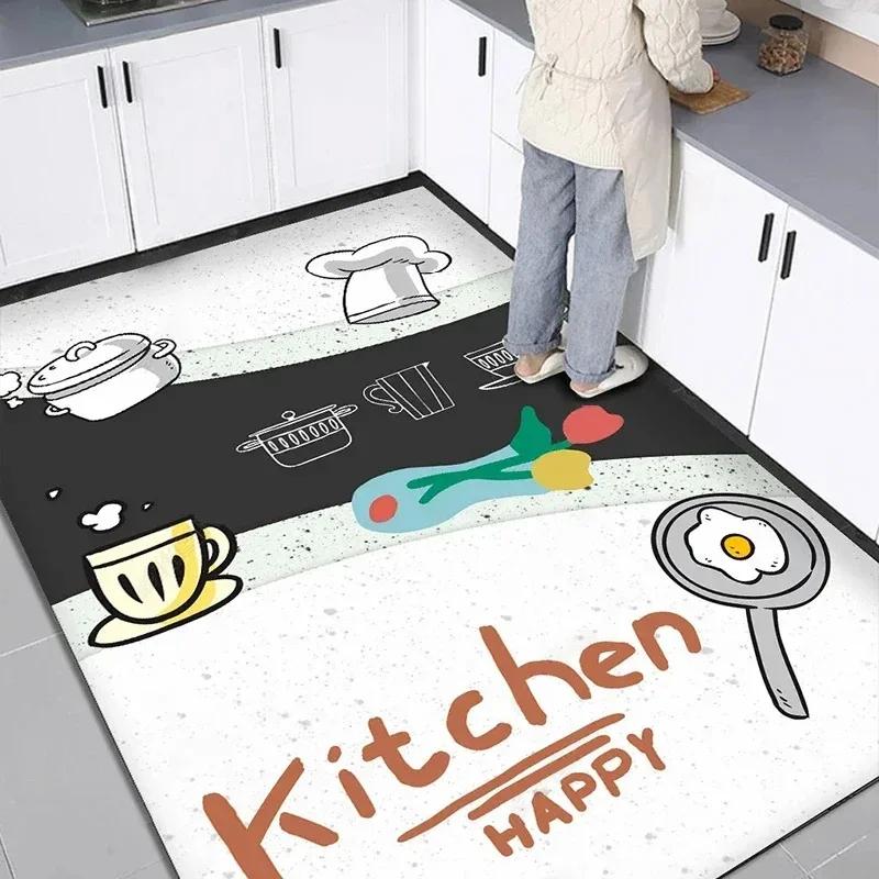 Kitchen Carpet Pvc Floor Mat Waterproof Non-slip Leather Mats Home Decoration Cartoon Rug Large Area Rugs Alfombra Cocina