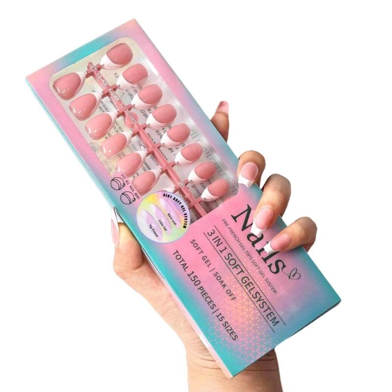 1Set Easy Apply Artificial Nail No Tools Needed Quick Installation Solid Color Highly Shine For Busy Professionals
