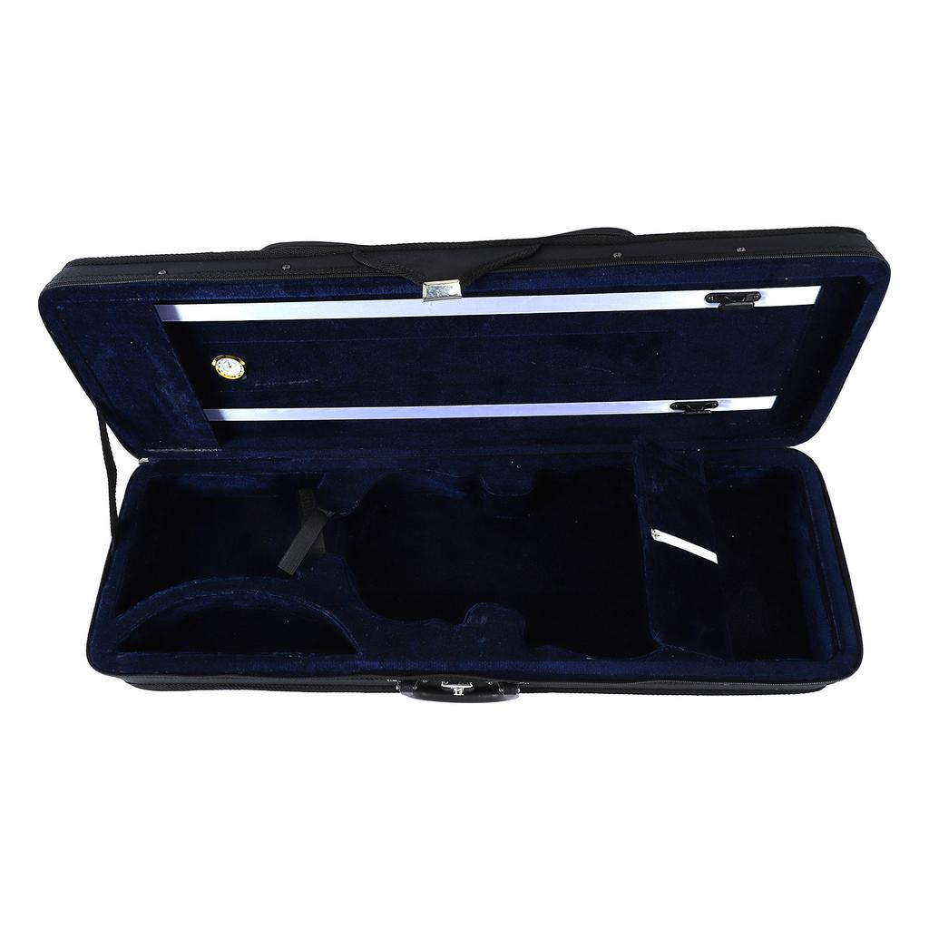 4 4 Violin Case with Hygrometer Oxford Cloth Cotton Lining Oblong Shape Violin Protection Box Black