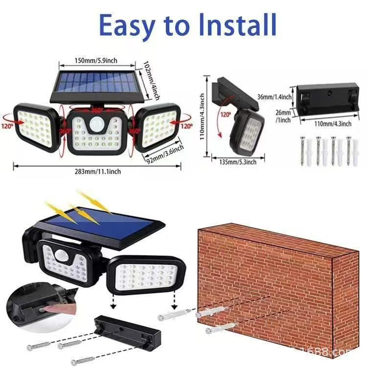 Three-Sided Solar LED Sensor Street Lamp