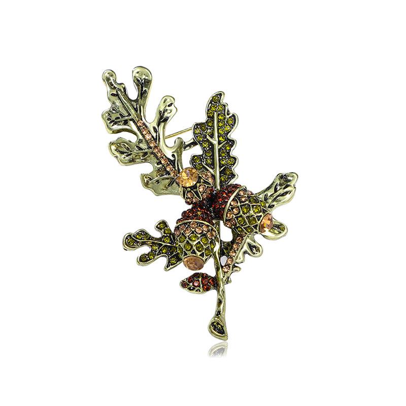 Creative Leaf Brooch with Rhinestone Branches Leaf Rhinestone Inlaid Vintage Coat Corsage