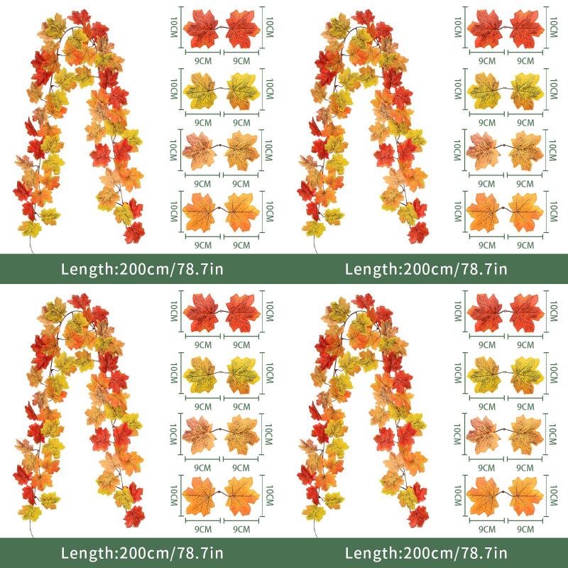 Artificial Maple Leaves Halloween Thanksgiving Decoration Autumn Fall Leaf Simulated Maple Leaf Garland Fallen Leaves Rattan