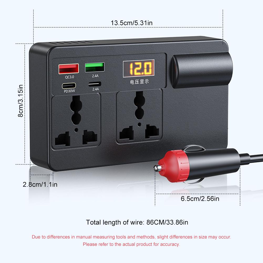 12V/24V To AC-220V Car Power Inverters DC To AC-Power Inverters Over-Heating Protection Auto Voltage Converter Charger