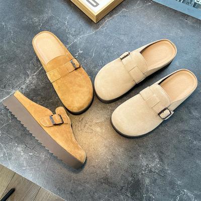 Leather Bag Head Slippers Outer Wear Women's 2025 Summer New Fashion Flat Bottom Outdoor Sandals Casual High-end Semi-drag