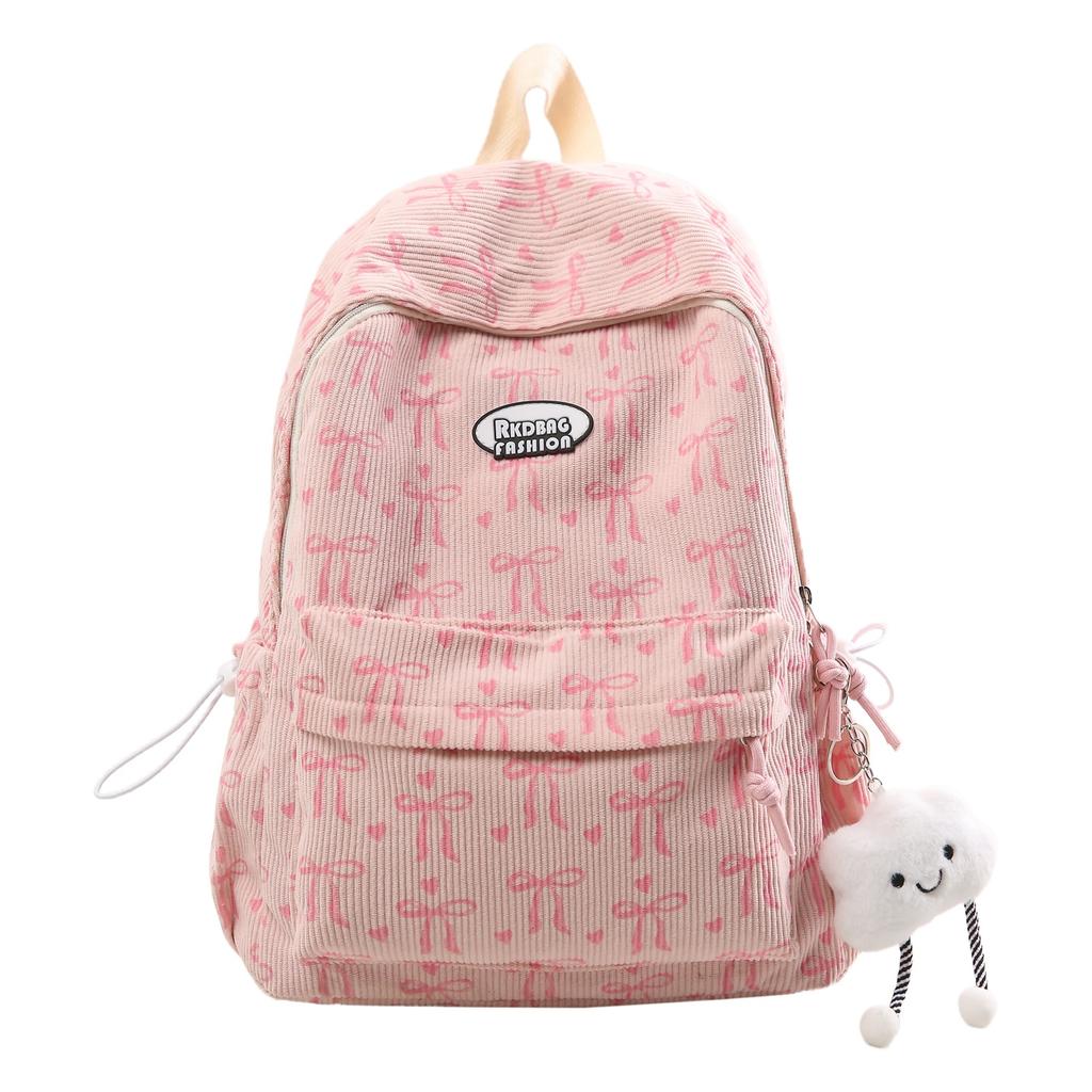 Student School Bag Bow Ribbon Large Capacity Backpack Computer Backpack