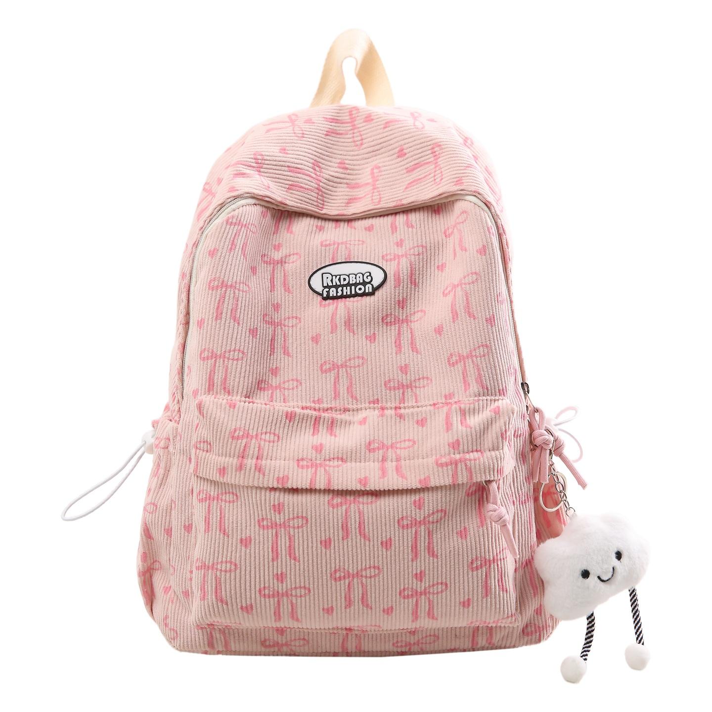 

Student School Bag Bow Ribbon Large Capacity Backpack Computer Backpack рожевий