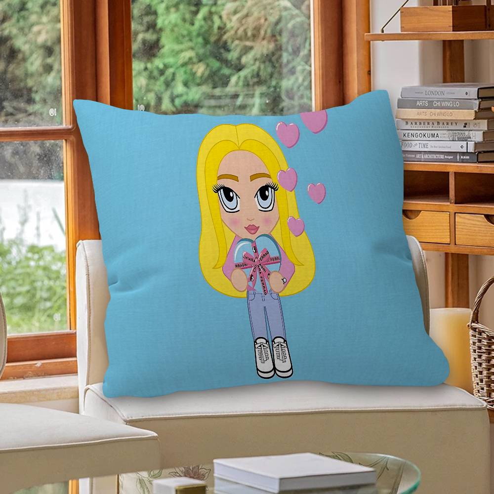 Fashion C-Chiara F-Ferragni Cushion Cover Car Throw Pillow Case For Sofa Car Christmas Gift 40x40cm 45x45cm