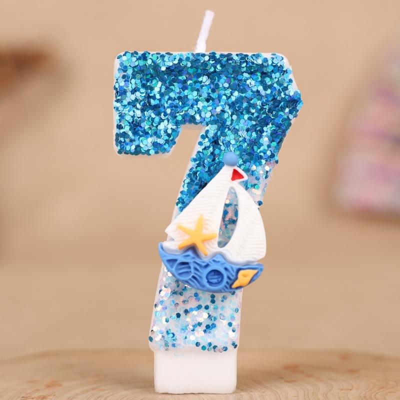 Sailing Number Birthday Candle Cake Party Decoration First Birthday Handmade Candle 0-9