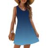 Women's Fashion Casual Summer Cuffless Pocket V-neck Gradient Print Dress Beach Sundress