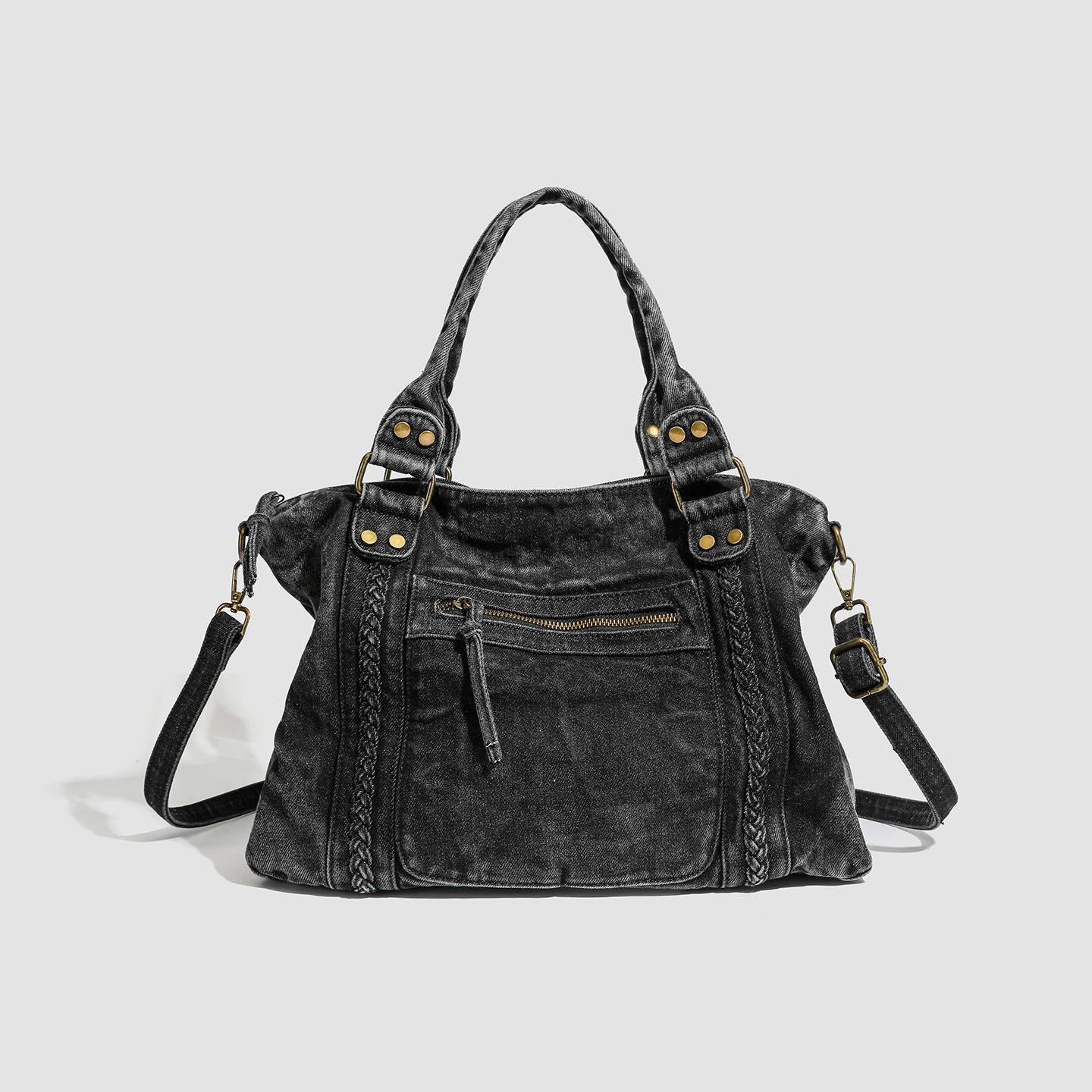 

Casual Denim women handbag Large capacity High Quality Jeans female Shoulder Bag big totes Travel Ladies crossbody bags blue чорний