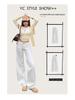 Women's Autumn 2025 White Retro Low-Waist Loose Straight-Leg Floor-Length Jeans