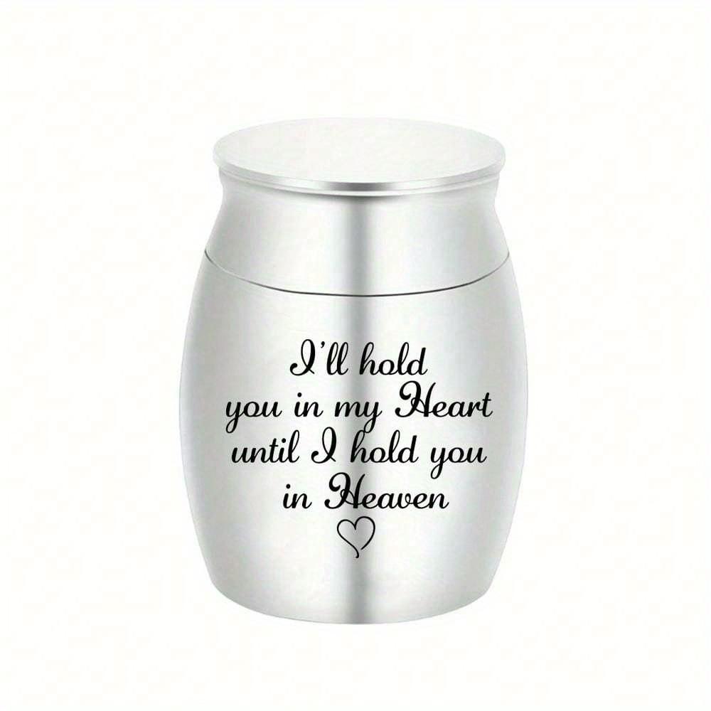 Small Keepsake Urns For Human Pet Ashes 1.57 Inch Mini Cremation Urns For Ashes Aluminum Alloy Memorial Ashes Holder-I'll Hold You In My Heart Until