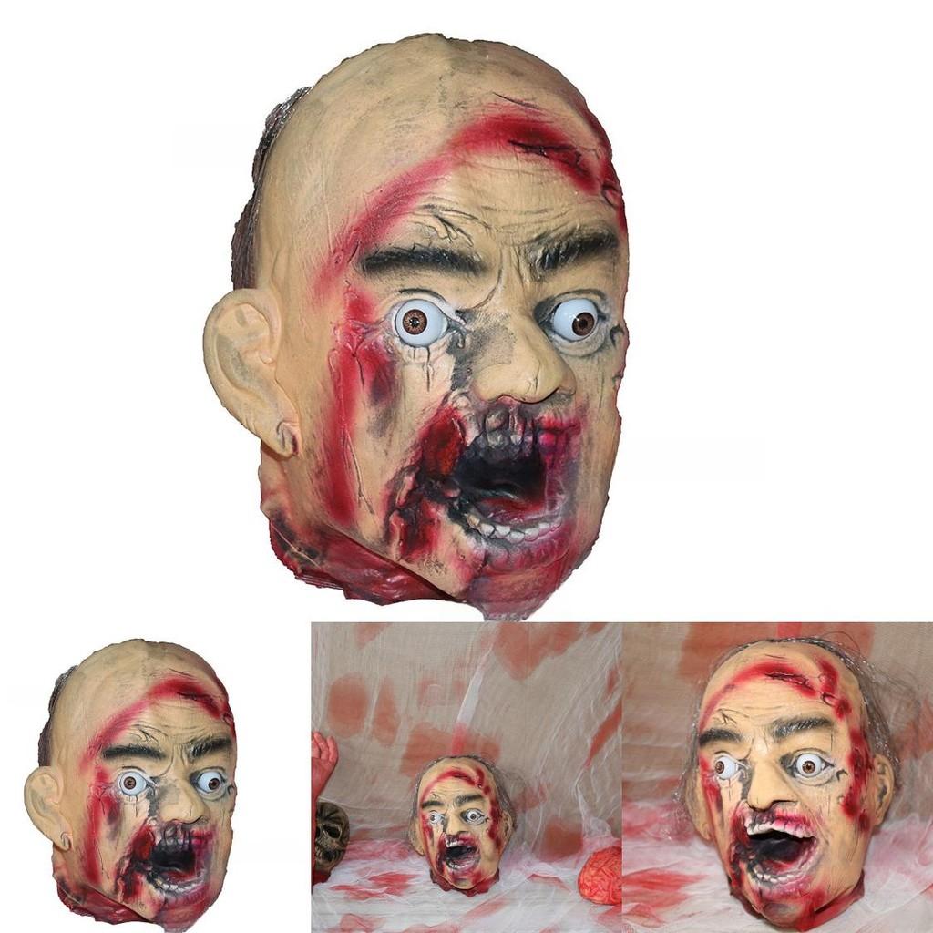 Horror Latex Foam Zombie Dry Corpse Hanging Head For Halloween Escape Room Decor And Costume