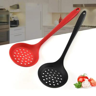 Colino in silicone con manico lungo, colino da cucina antiaderente, filtro resistente al calore, cucchiaio a maglie, schiumarola, colino a maglie per olio, utensile da cucina