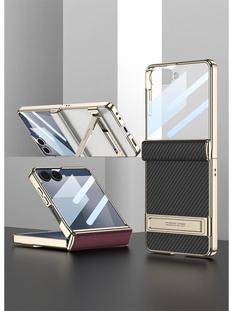 Samsung Galaxy Z Flip7 Magnetic Leather Full Coverage Case with Electroplated Hinge - GKK