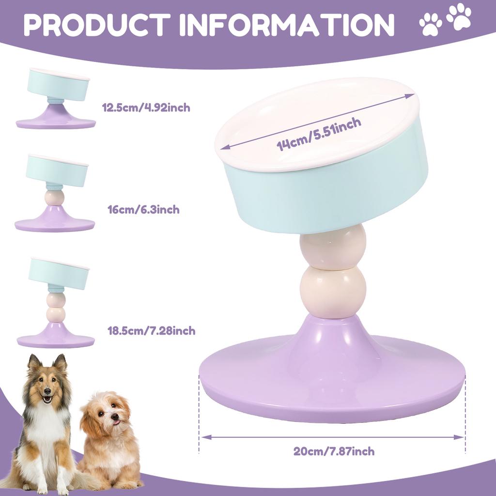 Elevated Cat Dog Bowl Ceramic Tiltable Pet Feeding Bowl With Anti Slip Pad Adjustable Height Cat Dog Water Bowl Pet Supplies