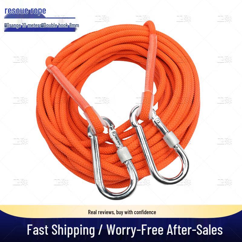 Weishu Outdoor Rescue  Safety Rope with Double Hooks 10m