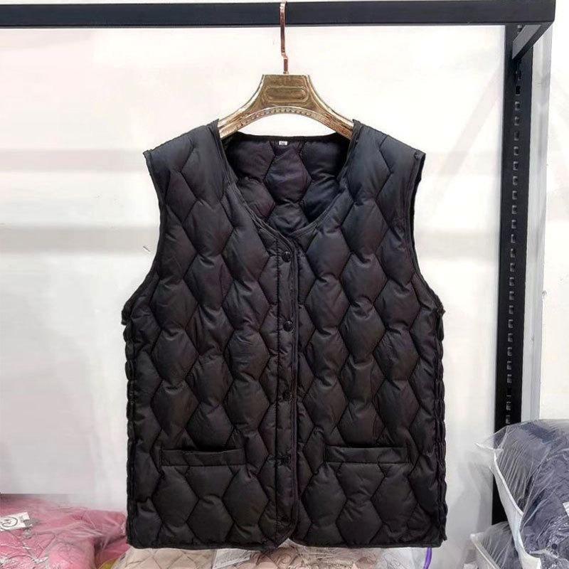Women's Vest Down Cotton Vest Women's Large Size Winter Warm Vest Thickened Vest Short Vest Jacket Back Elastic Waist