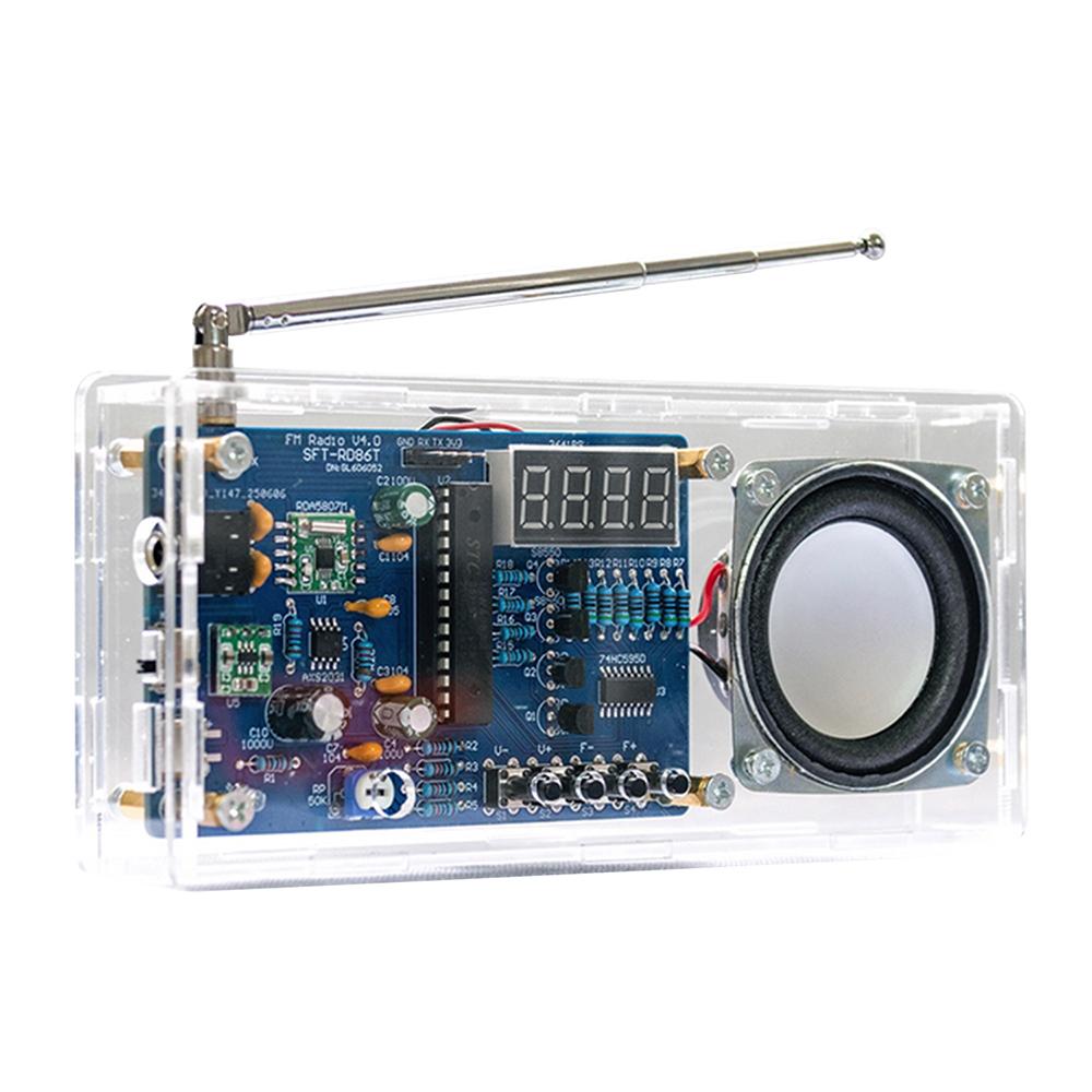 Digital Display FM Radio Kit 87.5-108MHz DIY Electronic Parts Microcontroller Type-C High Sensitivity Stable Signal Reception