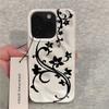 Shockproof Soft TPU Phone Case for iPhone 17 Pro Max 16 Plus 15 Pro 14 13 12 11 Pro Max 17 Air 16E Black Floral Vines Wavy Cover