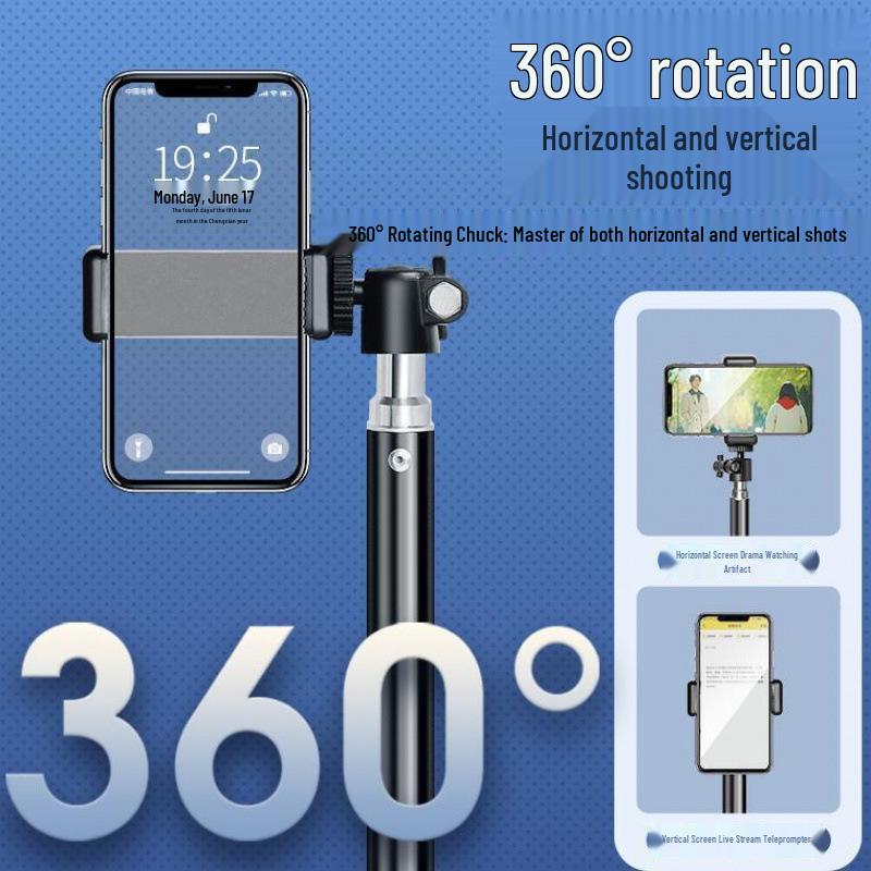 Multi-functional Floor Tripod with Phone Holder & Ring Light for Live Broadcasts and Photography
