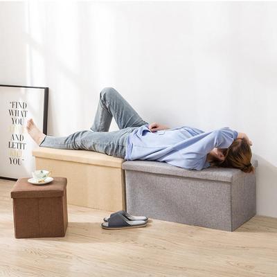 Cross-Border Cotton and Linen Folding Storage Stool: Dustproof Organizer for Shoes and Seating