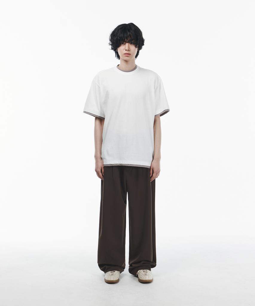 SIGNATURE Double-Tuck Wide Slacks [Deep Brown]