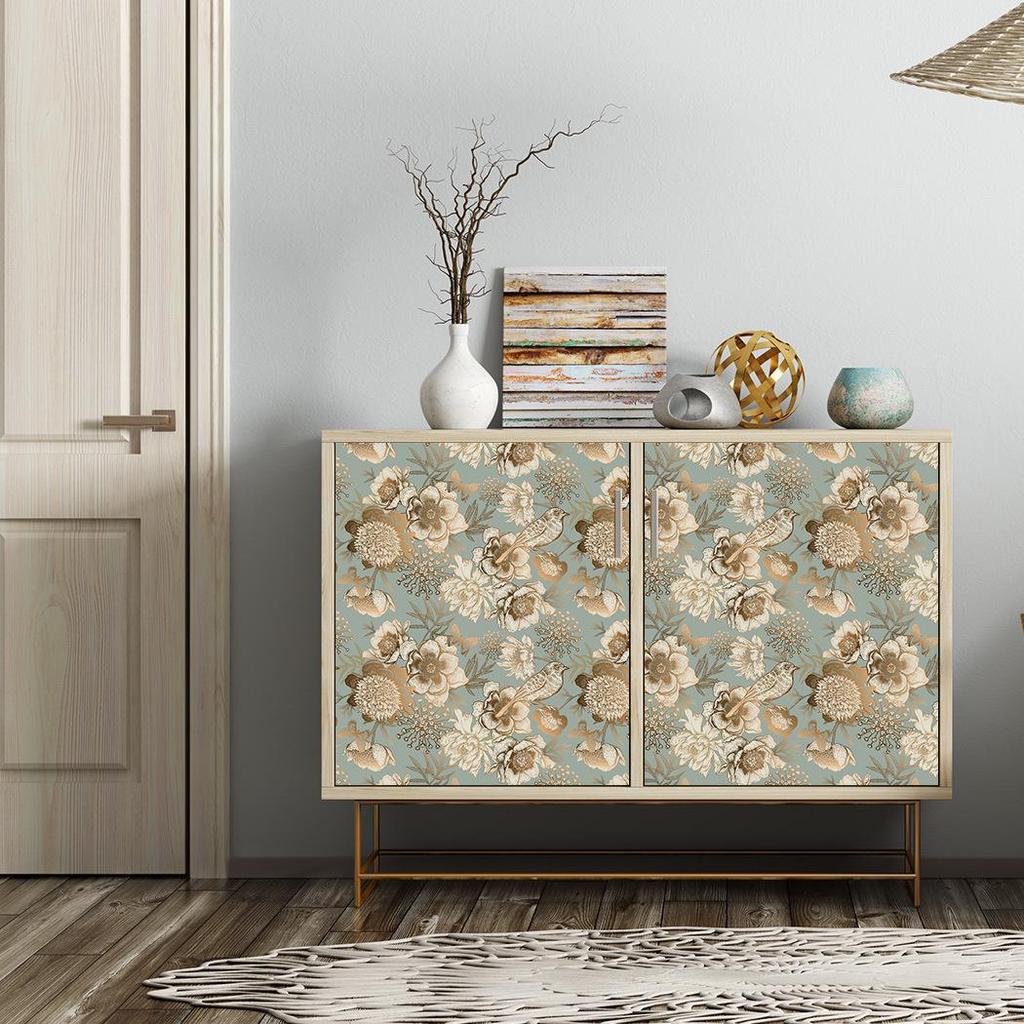 Květinová citronová samolepicí tapeta pro dekoraci ložnice a hotelu RW181-200