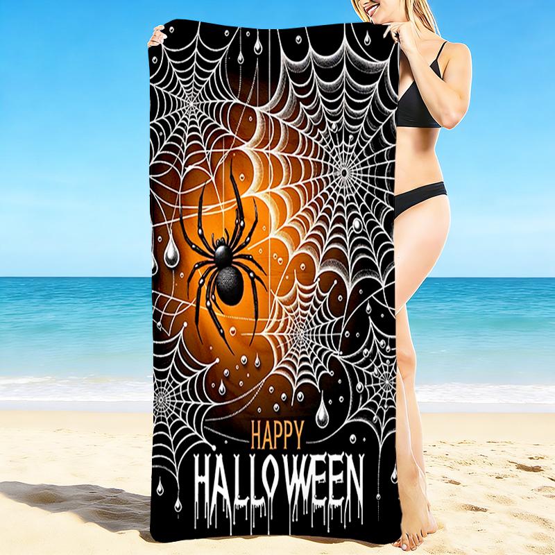 1Pc Halloween Spider Web Beach Towel Quick Dry Multiuse For Beach Pool Gym Yoga Home Travel Christmas Halloween Xmas Gift G1131