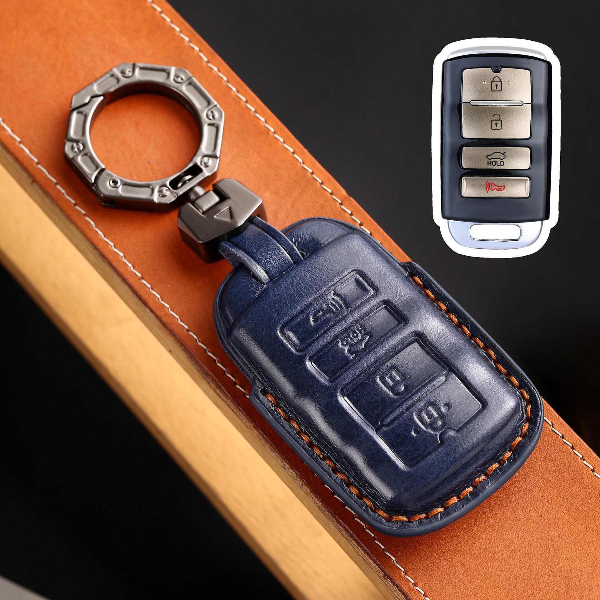 

Чехол для ключа автомобиля KIA K9 из корейской натуральной кожи синий