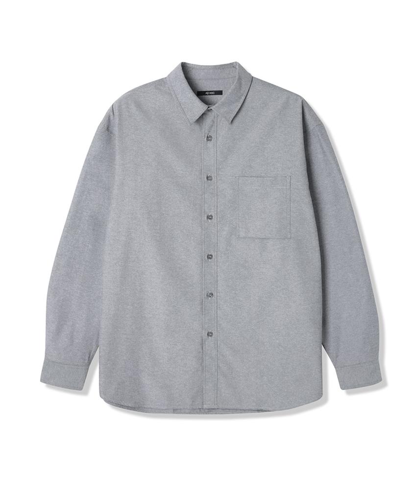 ADHOC Men'S Basic One-Pocket Oxford Shirt (Grey) (Hb8Ls40)