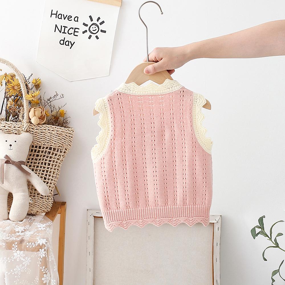 2025 Jaro & Podzim Roztomilá dětská pletená svetrová vesta - Módní bezrukávový kardigan