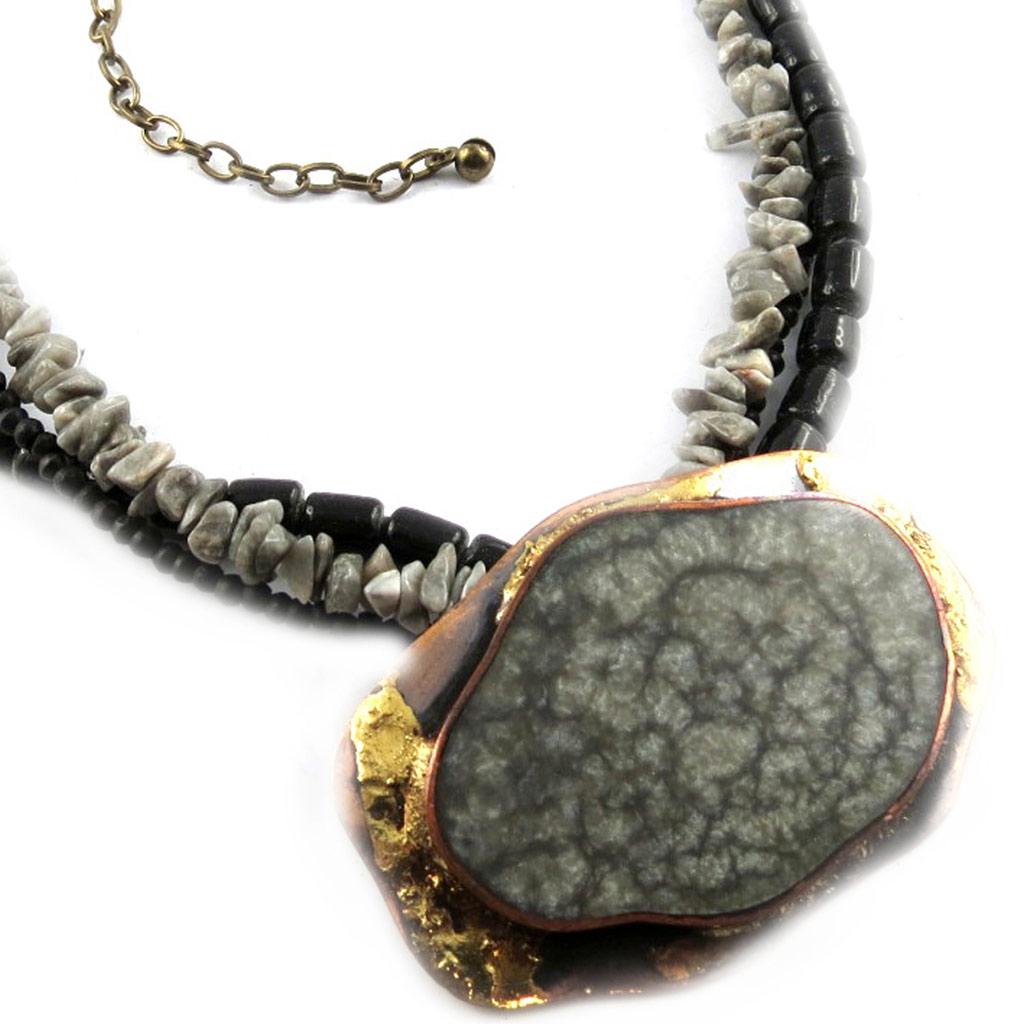 

Les Trésors De Lily [E7203] - Дизайнерское колье Kilimanjaro серое золото