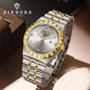 BINBOND Luxury Ultra-Thin Men's Quartz Watch, Rhinestones, Waterproof, Luminous Double Calendar Wristwatch.