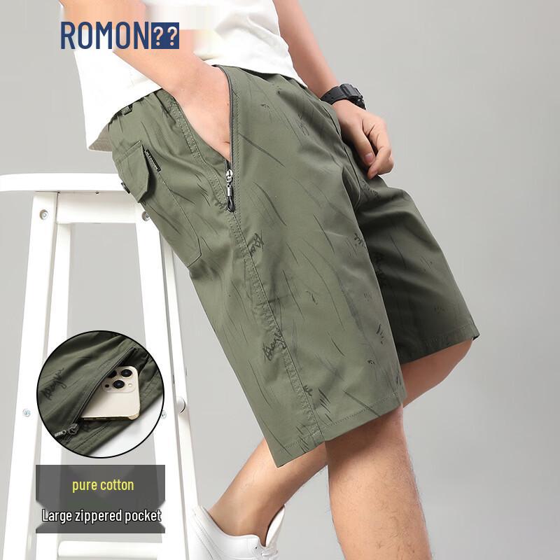 ROMON Men s 100% Cotton Loose Fit Cargo Beach Shorts 5XL