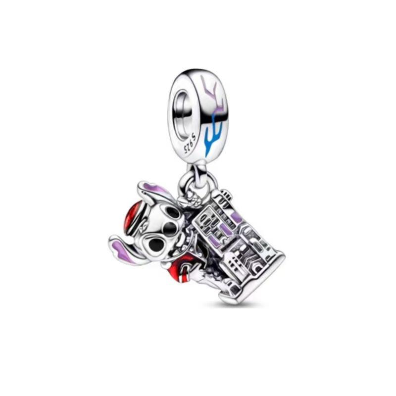 Pandora 925 Sterling Silver Mickey & Minnie Train Charm Beaded Bracelet Pendant