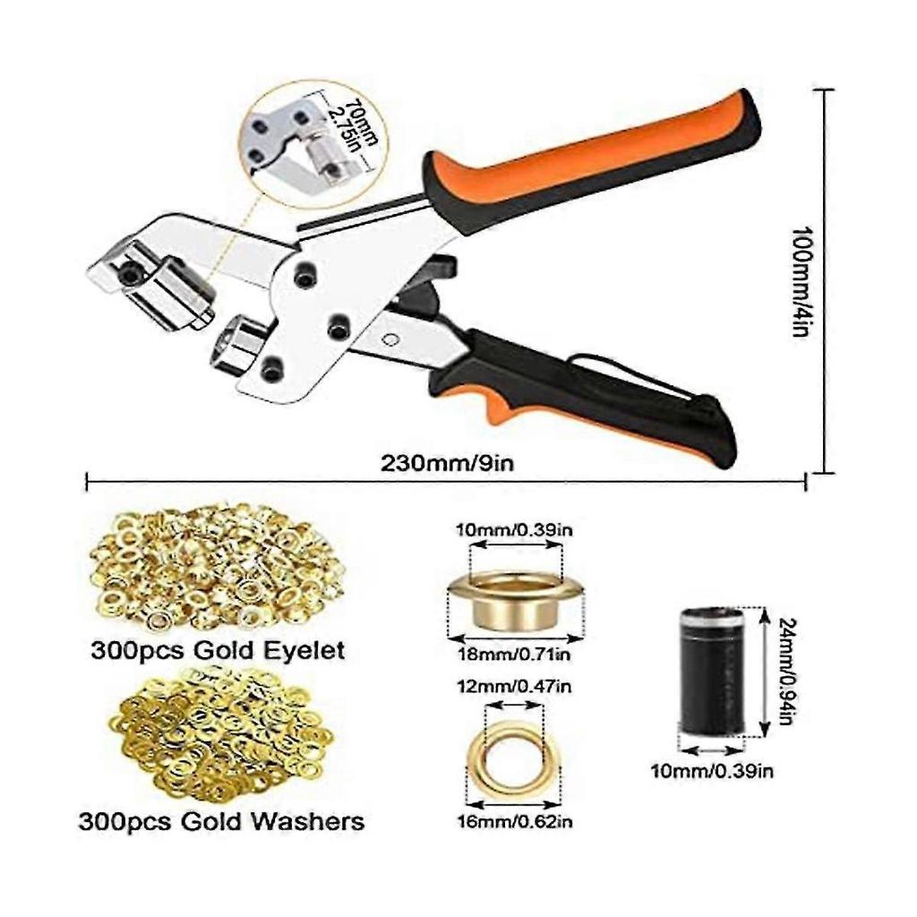 Eyeletpliers For Tarpaulins,eyeletpliers Set With 300eyelets (diameter 10 Mm),eyeletpliers 10 Mm Fo - DD