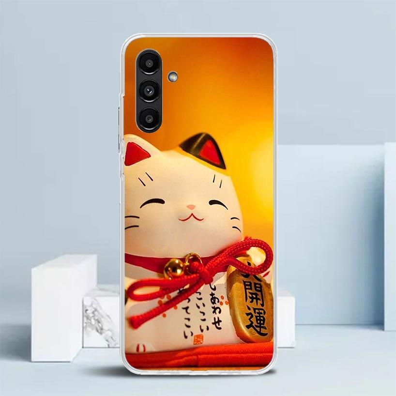 Lucky Cat Maneki Neko Japanese Cover for Samsung Galaxy A17 A37 A57 A16 A26 A36 A56 A15 A14 A55 Phone Case A13 A53 A25 A35 A24 A