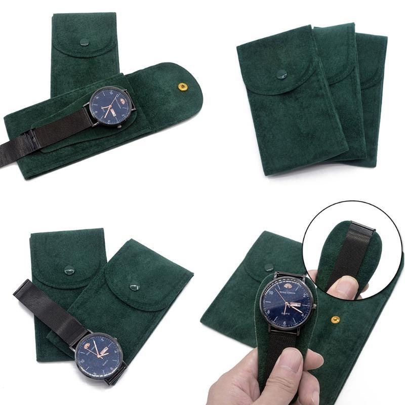 Portable Watch Bag Gift Shock-proof Press Velvet Snap Design Jewelry Box Watch Packing Pouch Storage Bag Single Watch Display