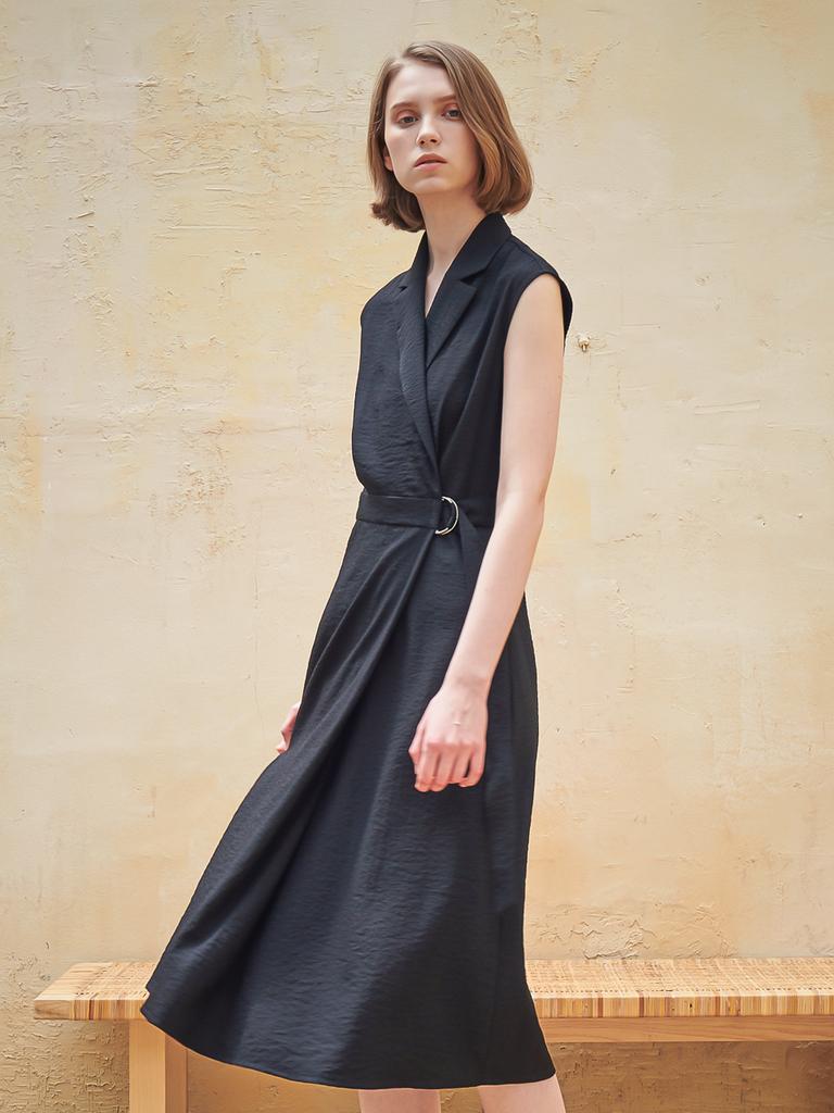 Acud Sleeveless Tailored Wrap One-Piece_Black
