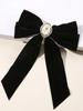 New Black Velvet Bow Hair Pins Elegant Fabric Alloy Roses Hair Clips for Women Fashion Ponytail Barrette Heawear Accessories