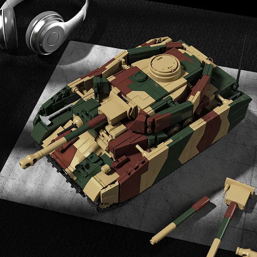1:28 Vojenský Panzer IV H 5 figurek Stavebnice WW2 Armádní obrněný tank Mini cihlový modelový kit Hračka pro kluky Dárek pro dospělé Děti 1641 KS