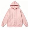 Womens Zip Up Hooded Sweatshirt Loose Fit Solid Color Casual Versatile Multiple Colors American Street Style