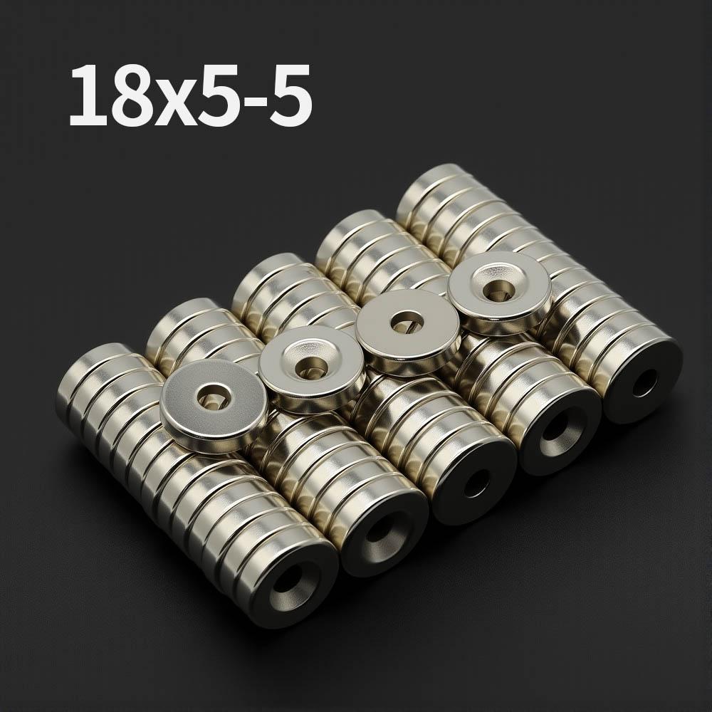 18x5-5mm Powerful with holes Neodymium Magnet N35 NdfeB Permanent Magnetic imanes Round Super Strong Fridge Magnets DIY